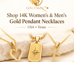 Shop 14K Women & Mens Gold Pendants Necklace in USA, Texas goldenlinq